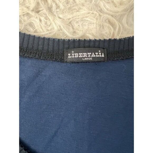 Libertalia Vintage Grunge Women’s Studded Embellished Blue Graphic T-shirt Large - Picture 3 of 10